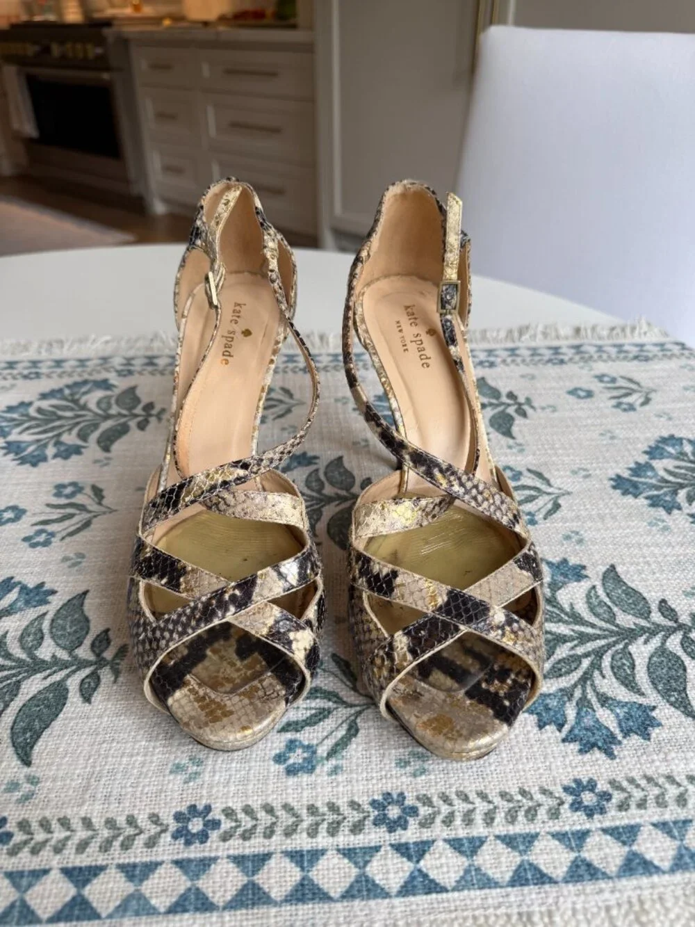 Kate Spade Platform Snakeskin Heels | Strappy | Open Toe | Womens Size 9